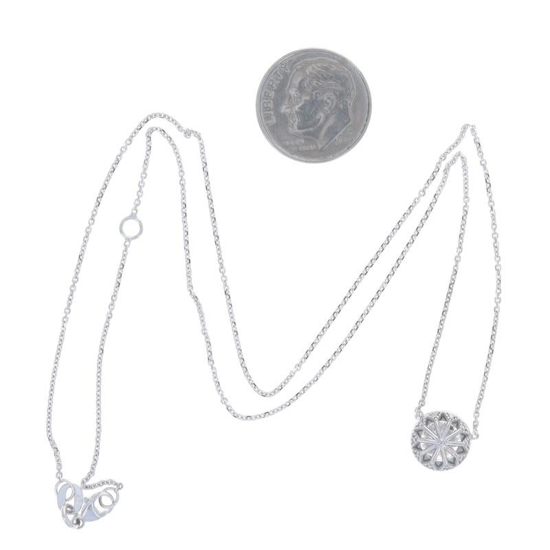 White Gold Diamond Halo Pendant Necklace -14k Round Brilliant 1.63ctw Adjustable Damen im Angebot