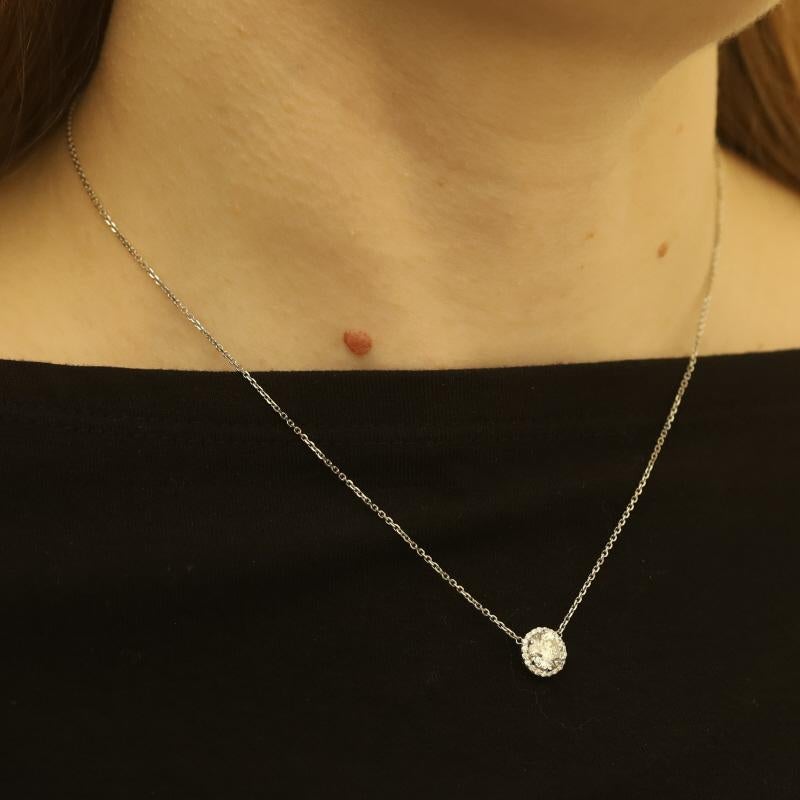 White Gold Diamond Halo Pendant Necklace 16
