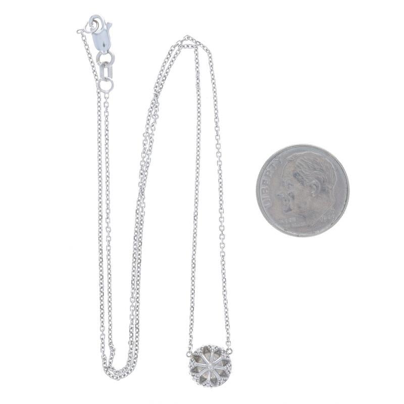 Women's White Gold Diamond Halo Pendant Necklace 16