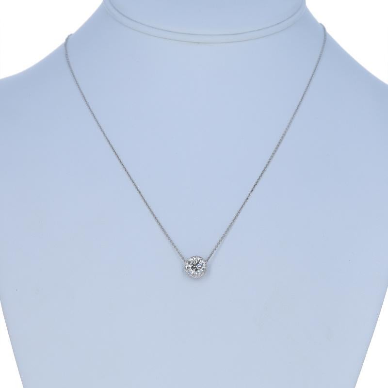 Weißgold Diamant Halo Anhänger Halskette 18 1/4