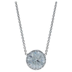 Weißgold Diamant Halo Anhänger Halskette 18 1/4" 14k Rnd 1,69ctw GIA Einstellbar