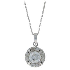 Collana con diamanti a raggiera in oro bianco da 18" - 10k Round Brilliante .70ctw