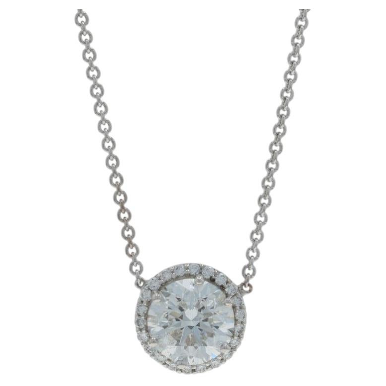 Collana con diamanti a raggiera in oro bianco da 18" - 14k Round 1.45ctw GIA regolabile