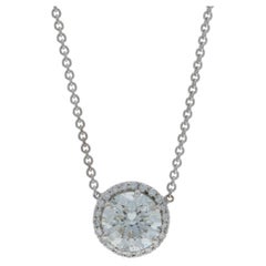 Weißgold Diamant Halo Anhänger Halskette 18" - 14k Runde 1,45ctw GIA Einstellbar