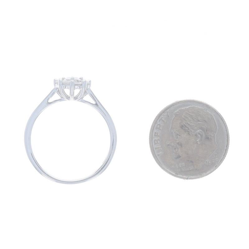 White Gold Diamond Halo Ring - 10k Round Brilliant .50ctw Flower Cathedral For Sale 1