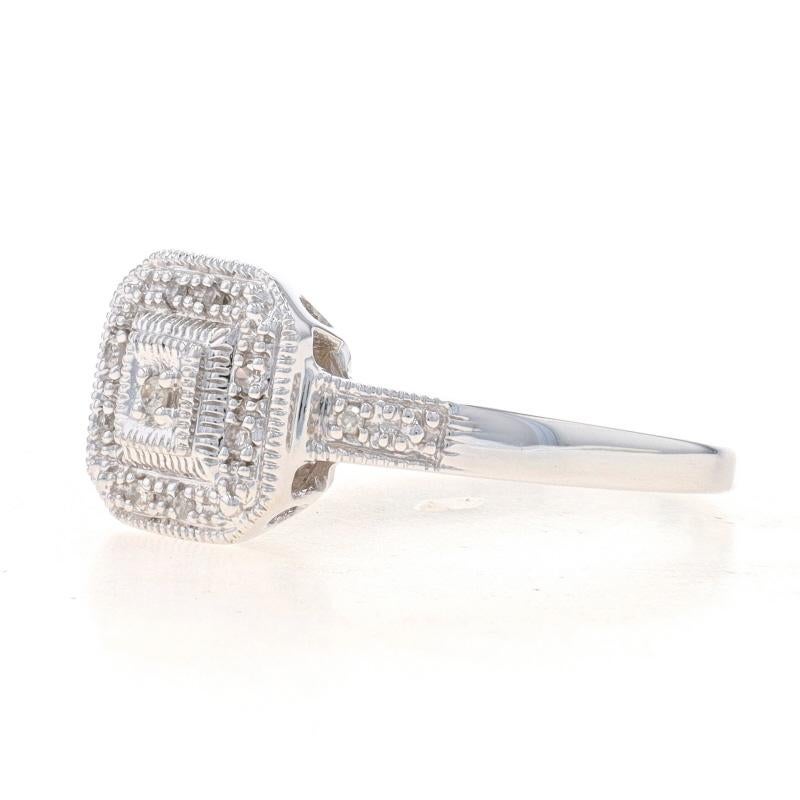 Women's White Gold Diamond Halo Ring - 10k Single Cut .10ctw Milgrain Engagement