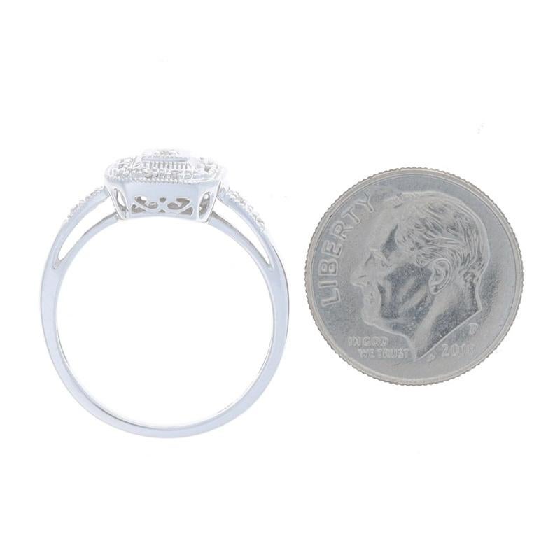 White Gold Diamond Halo Ring - 10k Single Cut .10ctw Milgrain Engagement 2