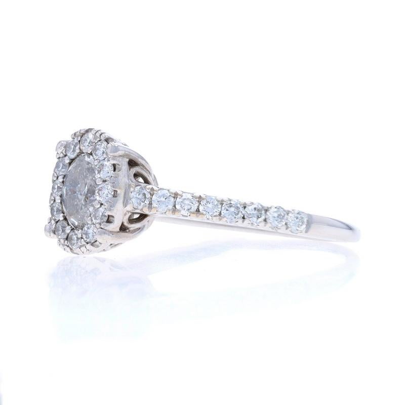Anello con diamante aureolato in oro bianco - 14k Oval 1.05ctw Engagement In condizioni ottime in vendita a Greensboro, NC