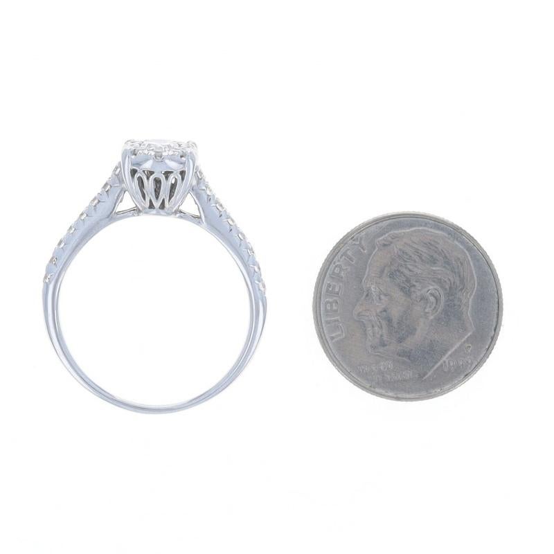 Anello con diamante aureolato in oro bianco - 14k Oval 1.05ctw Engagement in vendita 1