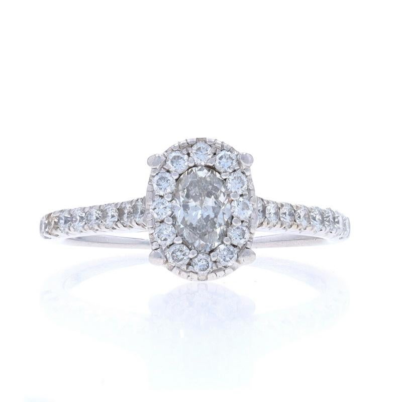 Anello con diamante aureolato in oro bianco - 14k Oval 1.05ctw Engagement