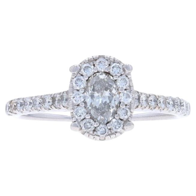White Gold Diamond Halo Ring - 14k Oval 1.05ctw Engagement