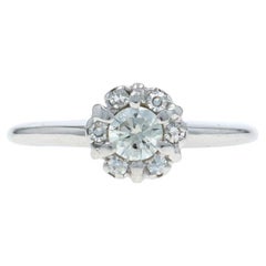 White Gold Diamond Halo Ring - 14k Round Brilliant .33ctw Engagement