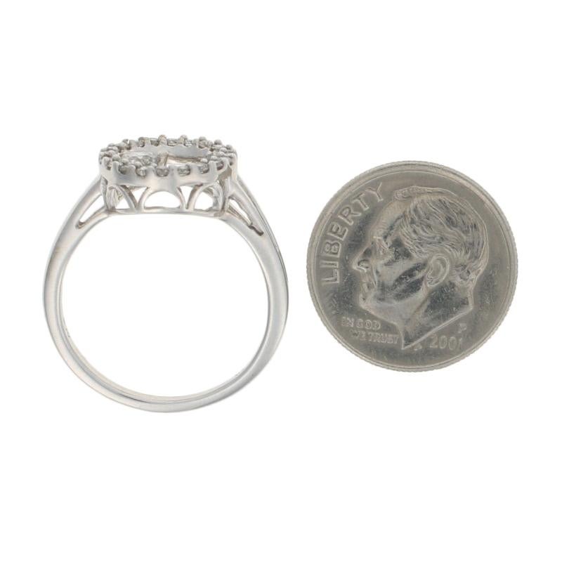 White Gold Diamond Halo Ring - 14k Round Brilliant Cut .50ctw In Excellent Condition For Sale In Greensboro, NC