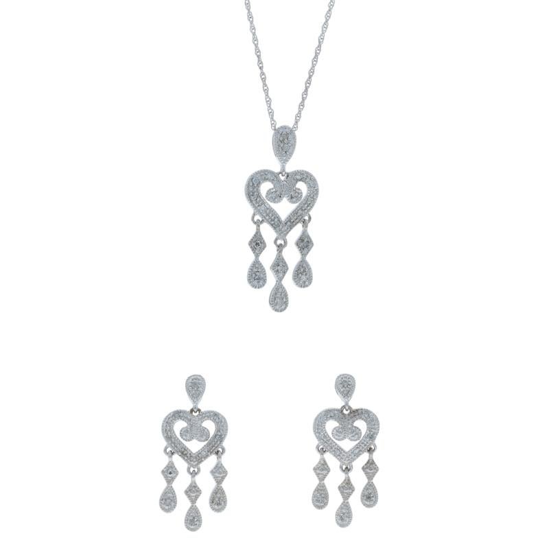 Collana lampadario con diamanti in oro bianco Set di orecchini da 18