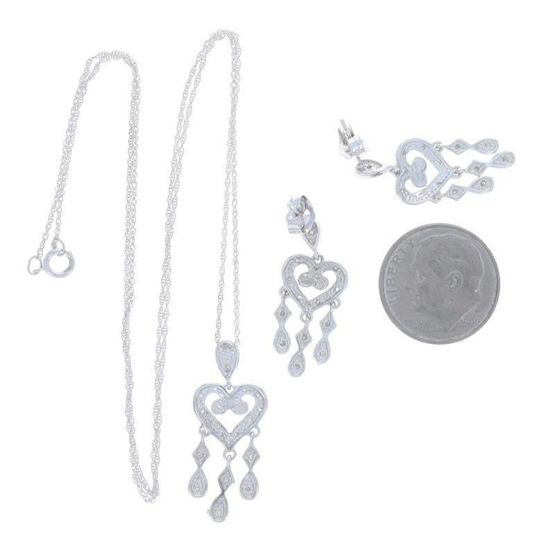 Collana lampadario con diamanti in oro bianco Set di orecchini da 18