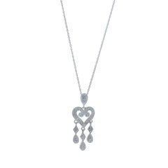 Collana lampadario con diamanti in oro bianco Set di orecchini da 18" 10k Single .15ctw
