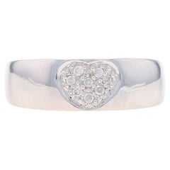 White Gold Diamond Heart Cluster Band - 14k Round Brilliant .10ctw Love Ring