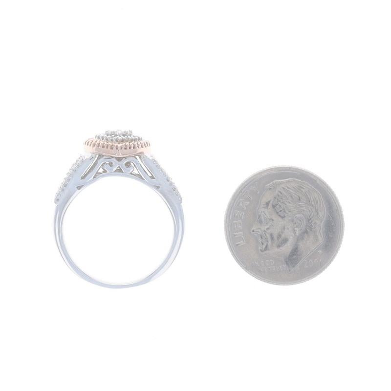 White Gold Diamond Heart Cluster Double Halo Engagement Ring - 10k Round .50ctw 1