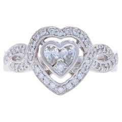 Anello a cuore con cluster di diamanti in oro bianco -14k Rd, Pear, & Princess .50ctw Love