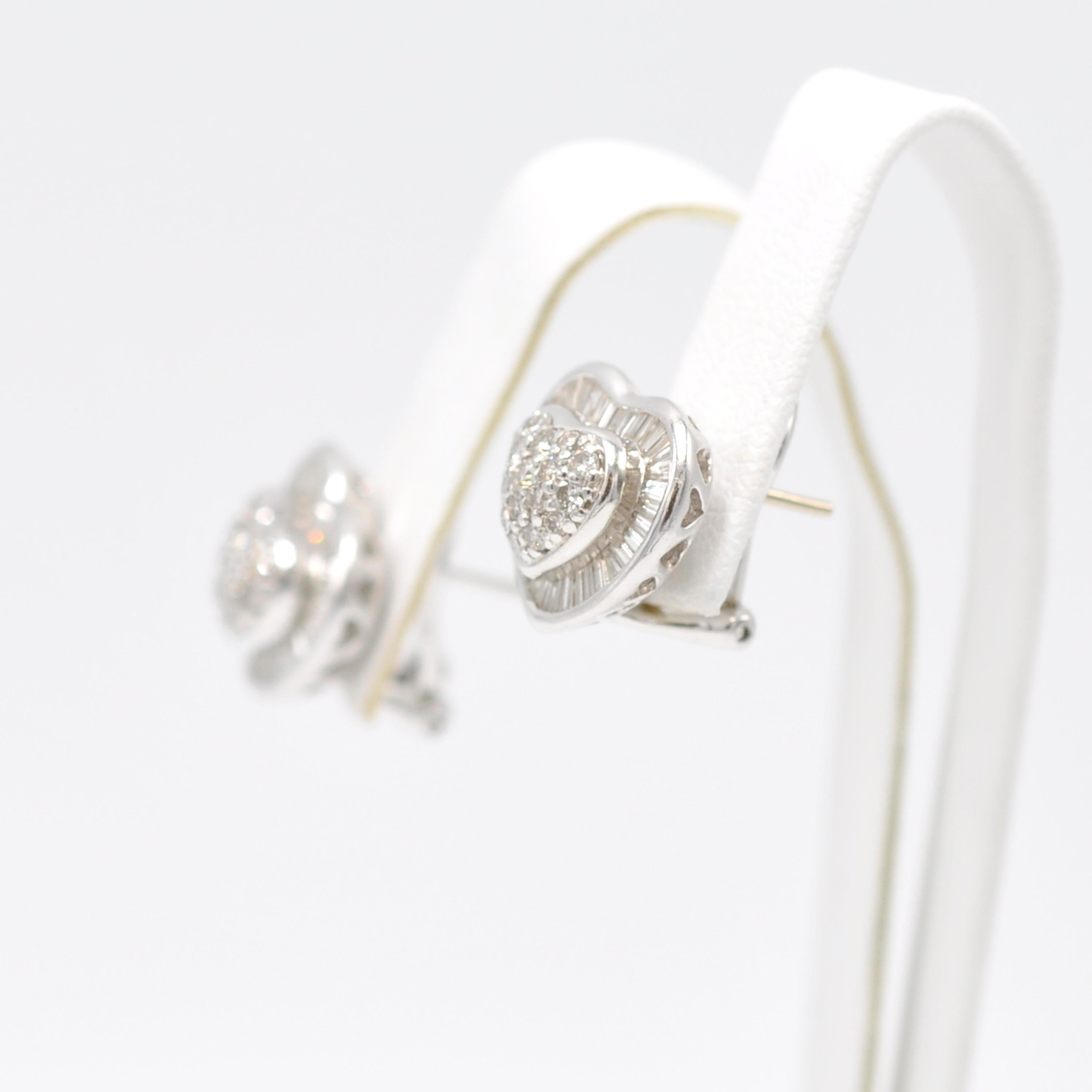 Modern White Gold Diamond Heart Earring Studs