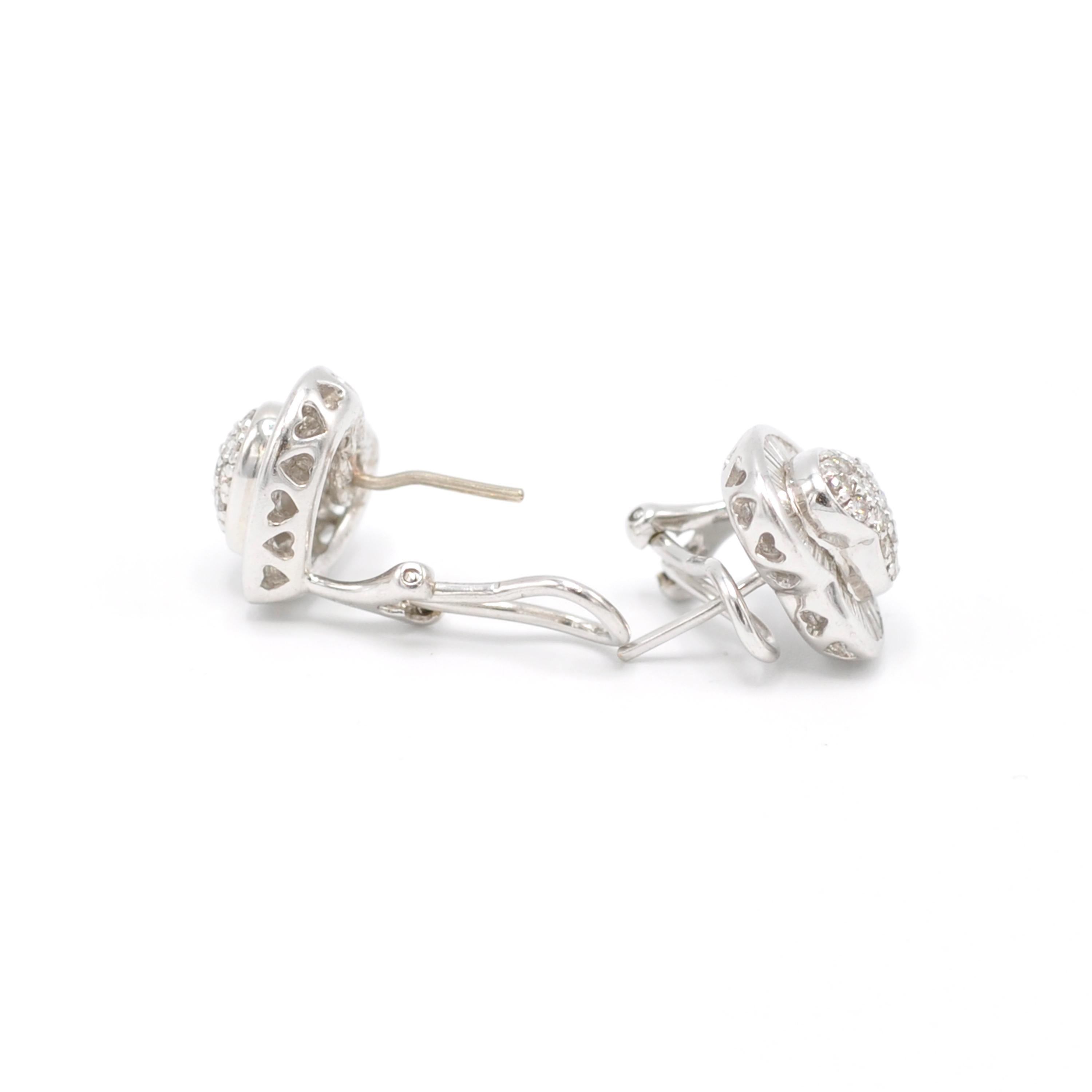 Round Cut White Gold Diamond Heart Earring Studs