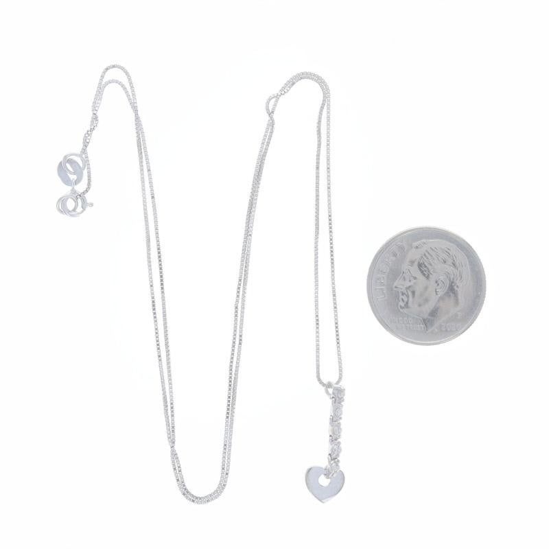 Collier pendentif cœur à cinq pierres en or blanc 16 3/4