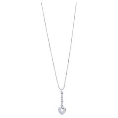 White Gold Diamond Heart Five-Stone Drop Pendant Necklace 16 3/4" - 14k Rnd Love