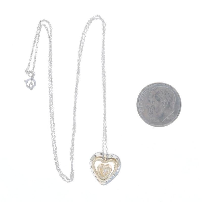 White Gold Diamond Heart Halo Pendant Necklace 18