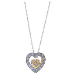 Collier pendentif cœur halo en or blanc 18" - 14k rond .25ctw Love