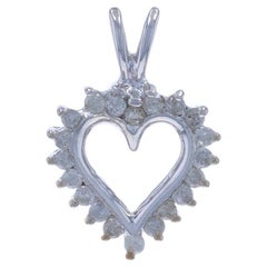 White Gold Diamond Heart Pendant - 10k Round Brilliant .10ctw Love