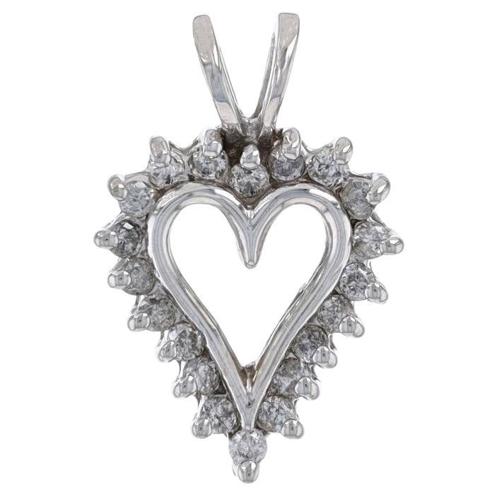White Gold Diamond Heart Pendant - 10k Round Brilliant .25ctw Love For Sale