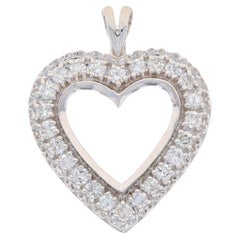 Pendentif coeur en or blanc - 14k diamant rond brillant 1.00ctw Love