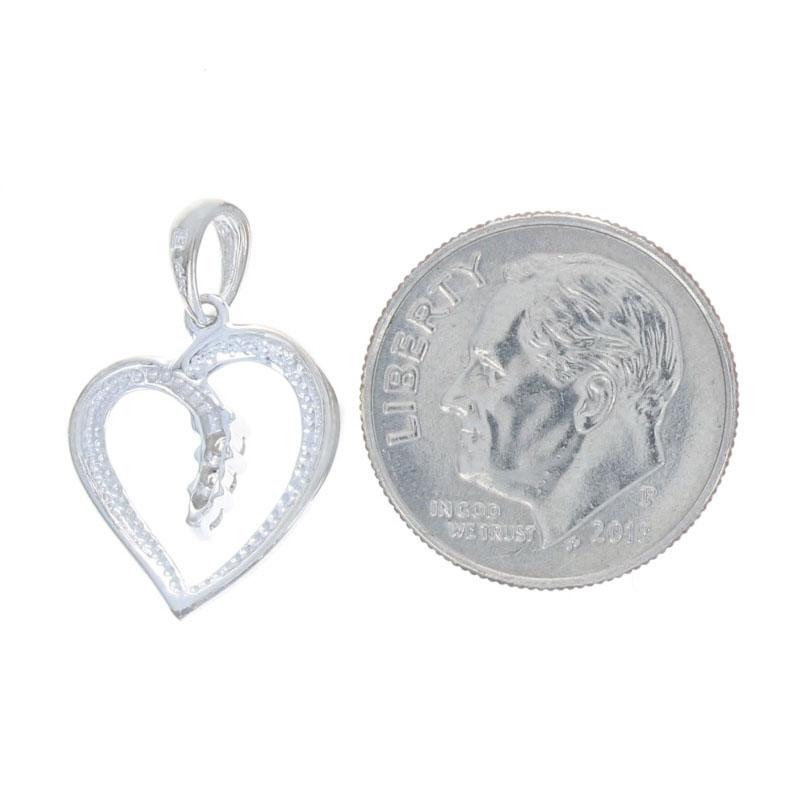 White Gold Diamond Heart Pendant - 14k Round Brilliant Love In Excellent Condition For Sale In Greensboro, NC