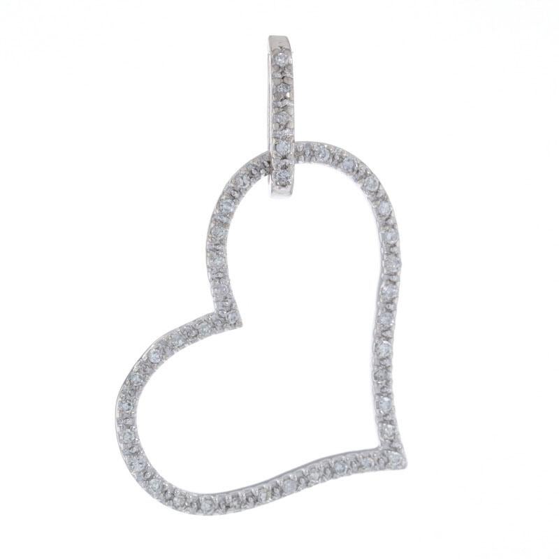 Metal Content: 14k White Gold

Stone Information
Natural Diamonds
Total Carats: .25ctw
Cut: Single
Color: H - I
Clarity: SI2 - I1

Theme: Heart, Love

Measurements
Tall (from extended bail): 1 7/32