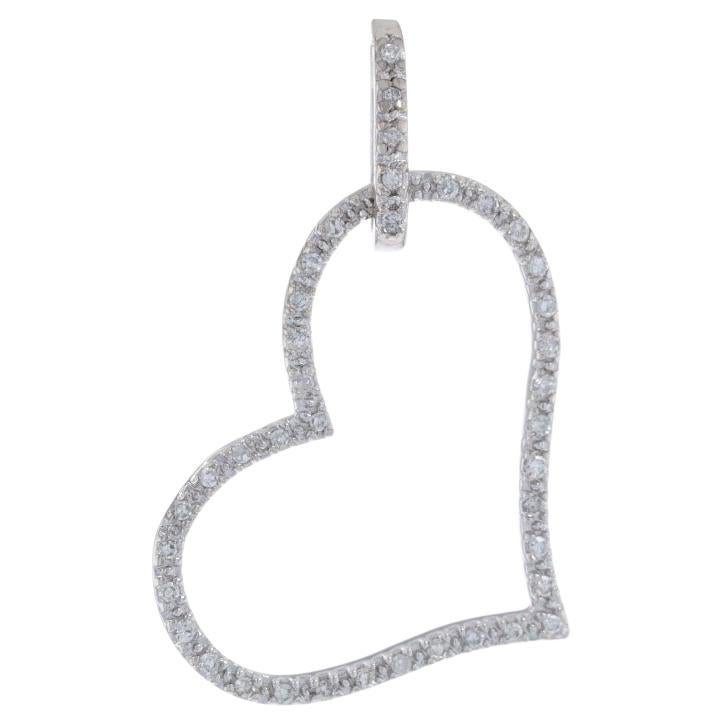 White Gold Diamond Heart Pendant - 14k Single Cut .25ctw Love