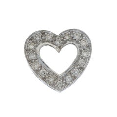 White Gold Diamond Heart Slide Pendant - 14k Round Brilliant .12ctw Love