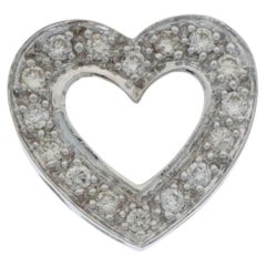 White Gold Diamond Heart Slide Pendant - 14k Round Brilliant .12ctw Love