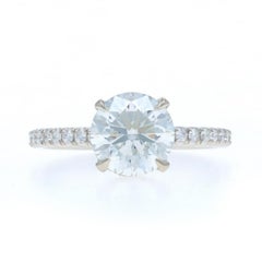 White Gold Diamond Hidden Double Halo Engagement Ring - 18k Round 2.43ctw GIA