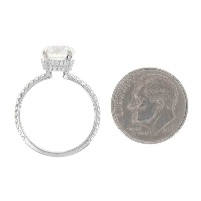 Anello di fidanzamento a doppia aureola nascosta con diamante in oro bianco - 18k Round 2.43ctw GIA in vendita 1