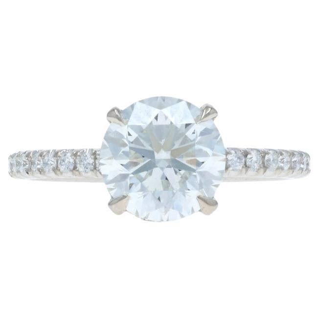 Bague de fiançailles double halo caché en or blanc - 18k Round 2.43ctw GIA