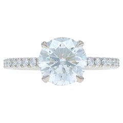 Bague de fiançailles double halo caché en or blanc - 18k Round 2.43ctw GIA