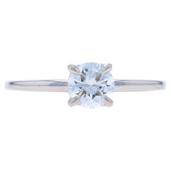 White Gold Diamond Hidden Halo Engagement Ring - 14k Round Brilliant .65ctw GIA