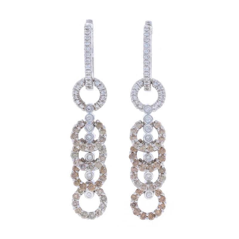 White Gold Diamond Hoop Dangle Earrings -14k Rd 2.00ctw Eternity Journey Pierced
