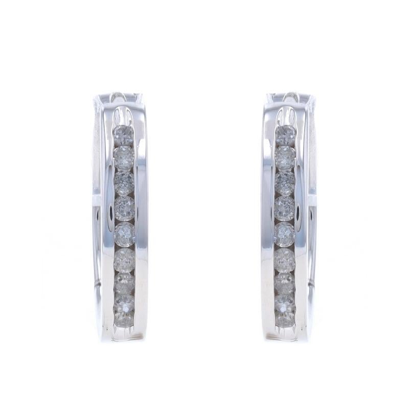 Taille simple Boucles d'oreilles en or blanc avec diamants - 10k Single Cut .25ctw Pierce en vente