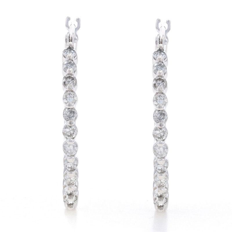 Weißgold-Diamant-Reifen-Ohrringe - 14k Runde Brillant .50ctw durchbohrt (Rundschliff)