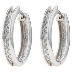 Pendientes de aro de diamantes de oro blanco - 14k Brillante redondo .50ctw Perforados