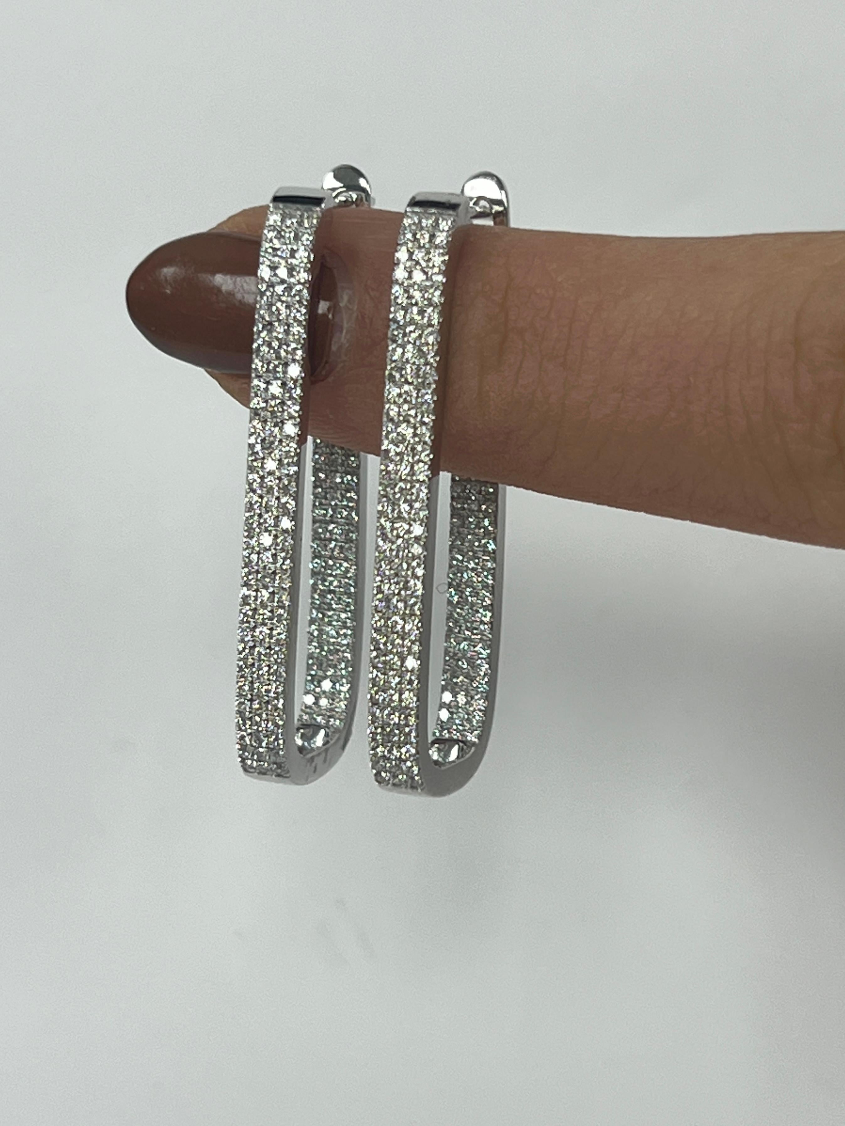 Modern White Gold Diamond Hoop Earrings For Sale