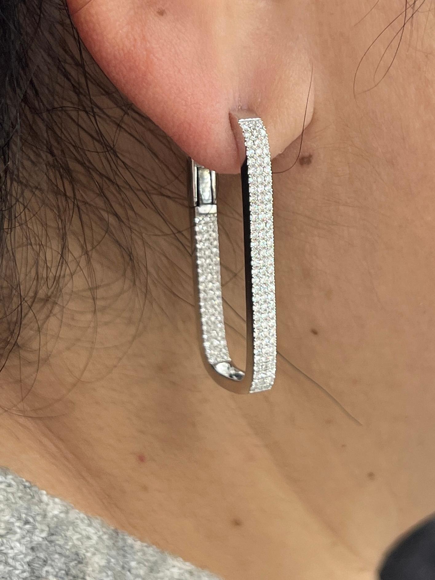 Brilliant Cut White Gold Diamond Hoop Earrings For Sale