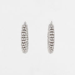 Diamond Rondel Hoop Earrings in 18K White Gold