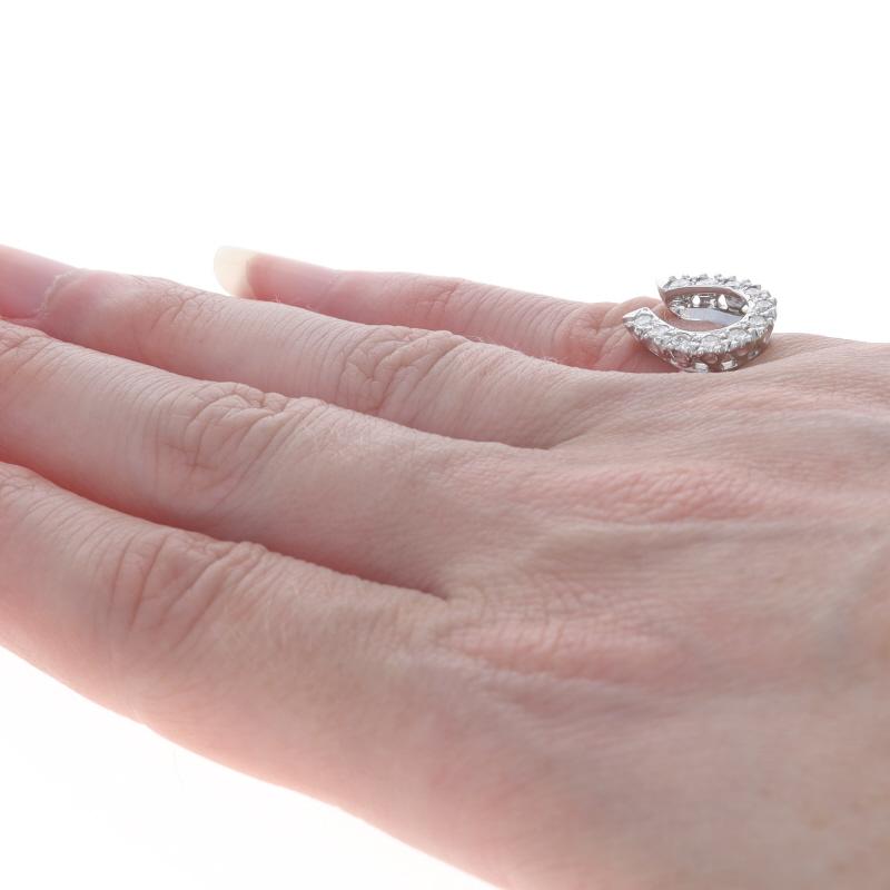 Women's White Gold Diamond Horseshoe Ring - 14k Round .33ctw Equestrian Good Luck